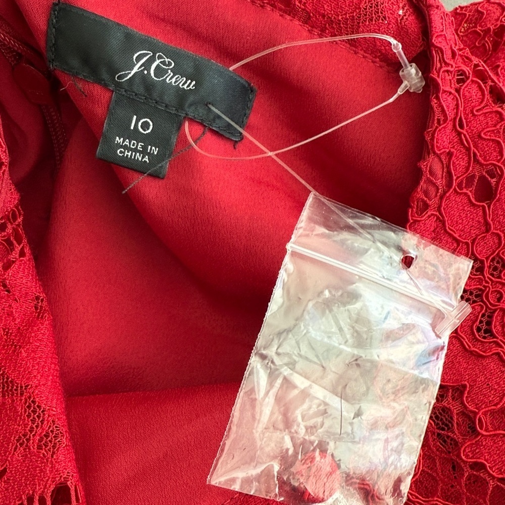 J. Crew Red Lace Blouse with Ruffle Details - Picture 5 of 10